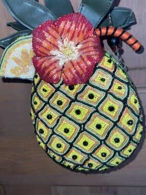 Mary Frances Beaded Pineapple Crossbody Bag in Yellow, Green, Red, Orange